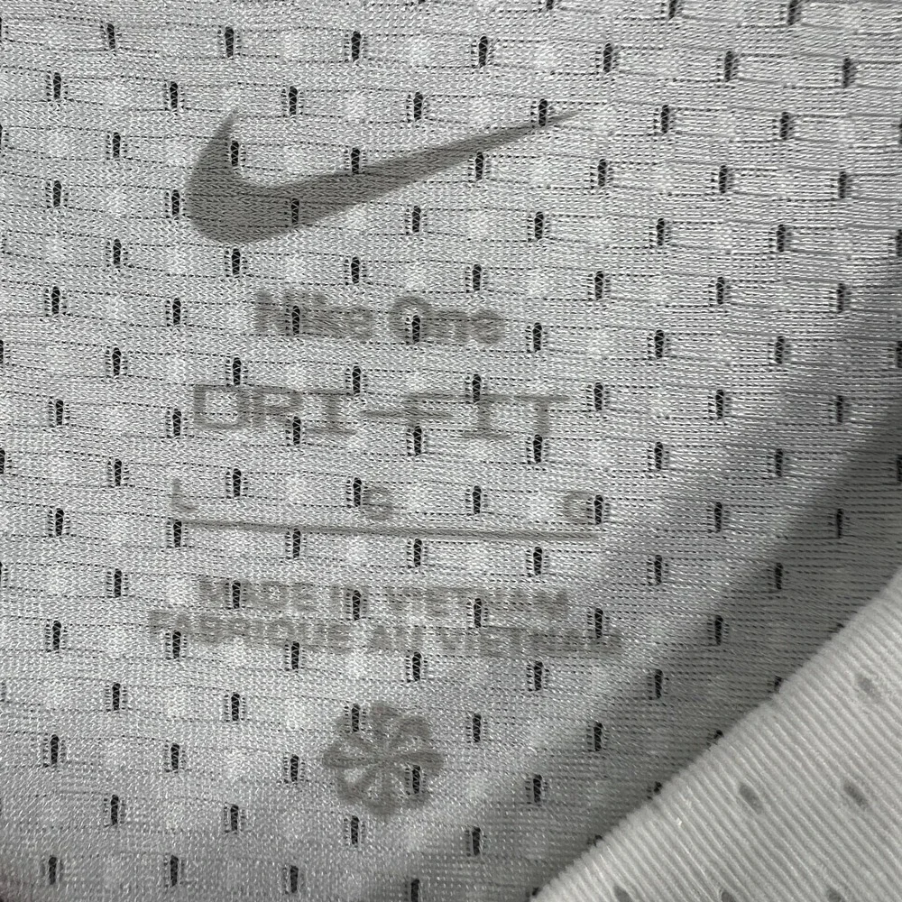 Nike Cropped Tank Top Womens Large White Sleeveless Dri Fit Mesh Gym Workout New